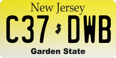 NJ license plate C37DWB