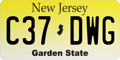 NJ license plate C37DWG