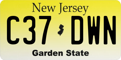 NJ license plate C37DWN
