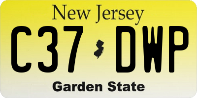 NJ license plate C37DWP