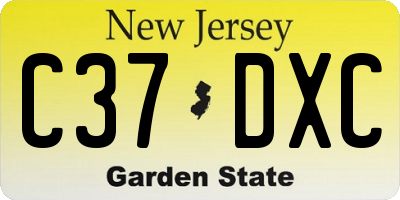 NJ license plate C37DXC
