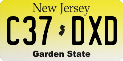 NJ license plate C37DXD