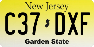 NJ license plate C37DXF