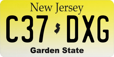 NJ license plate C37DXG