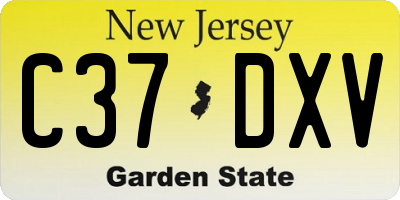 NJ license plate C37DXV