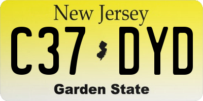 NJ license plate C37DYD