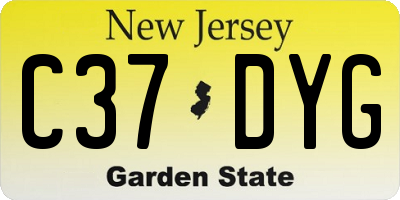 NJ license plate C37DYG