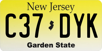NJ license plate C37DYK