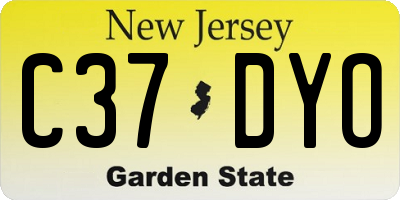 NJ license plate C37DYO