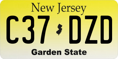 NJ license plate C37DZD