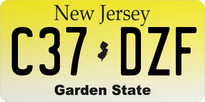 NJ license plate C37DZF