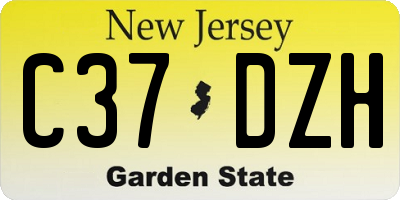 NJ license plate C37DZH