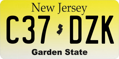 NJ license plate C37DZK