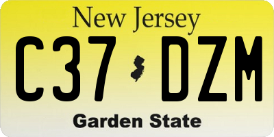 NJ license plate C37DZM