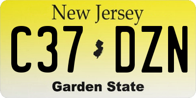 NJ license plate C37DZN