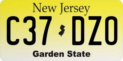 NJ license plate C37DZO