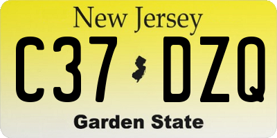 NJ license plate C37DZQ