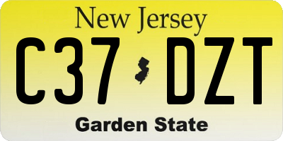 NJ license plate C37DZT