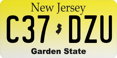 NJ license plate C37DZU