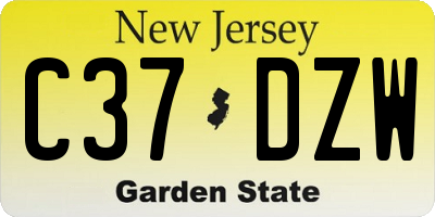 NJ license plate C37DZW