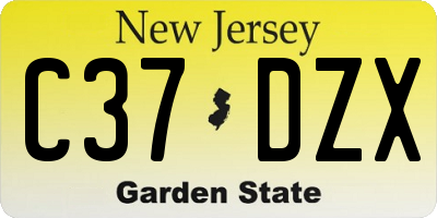 NJ license plate C37DZX