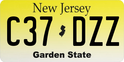 NJ license plate C37DZZ