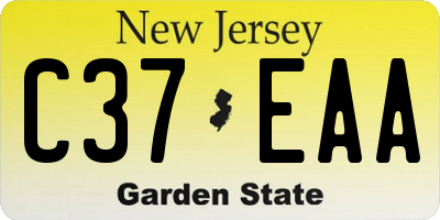 NJ license plate C37EAA