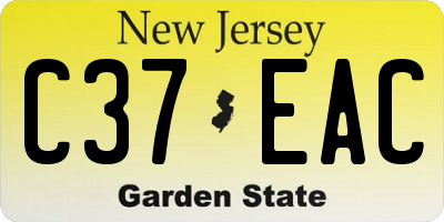 NJ license plate C37EAC