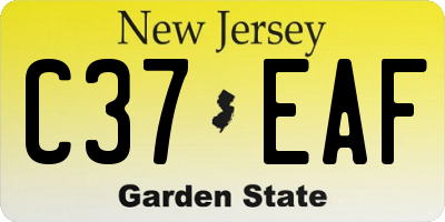 NJ license plate C37EAF