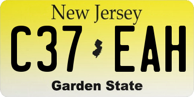 NJ license plate C37EAH