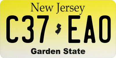 NJ license plate C37EAO
