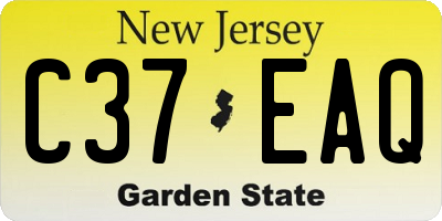 NJ license plate C37EAQ