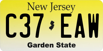 NJ license plate C37EAW