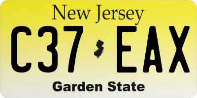 NJ license plate C37EAX