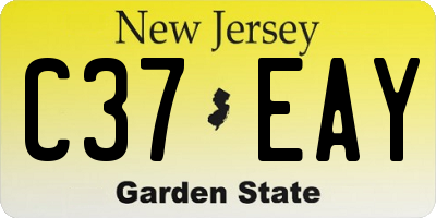 NJ license plate C37EAY