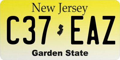 NJ license plate C37EAZ