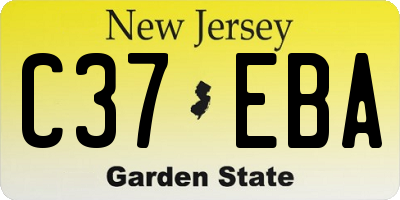 NJ license plate C37EBA