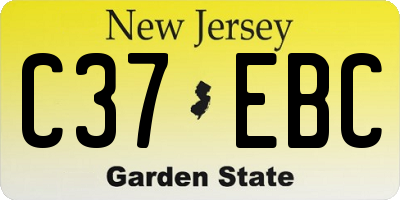 NJ license plate C37EBC