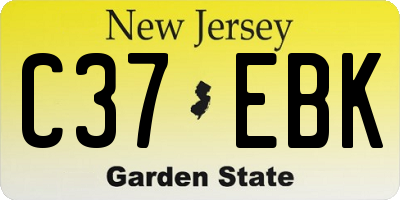 NJ license plate C37EBK