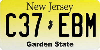 NJ license plate C37EBM