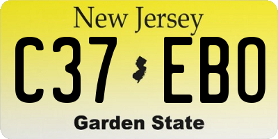 NJ license plate C37EBO