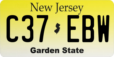 NJ license plate C37EBW
