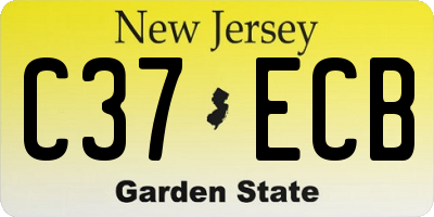 NJ license plate C37ECB