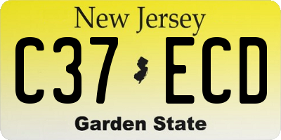 NJ license plate C37ECD