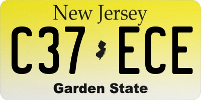 NJ license plate C37ECE