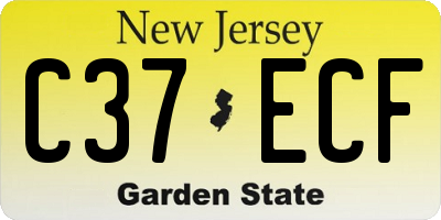 NJ license plate C37ECF