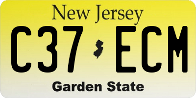 NJ license plate C37ECM