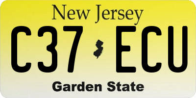 NJ license plate C37ECU
