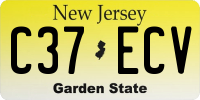 NJ license plate C37ECV