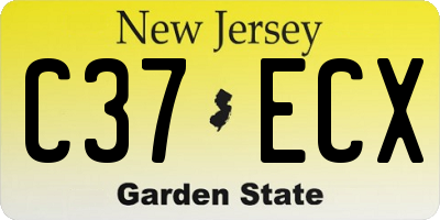 NJ license plate C37ECX